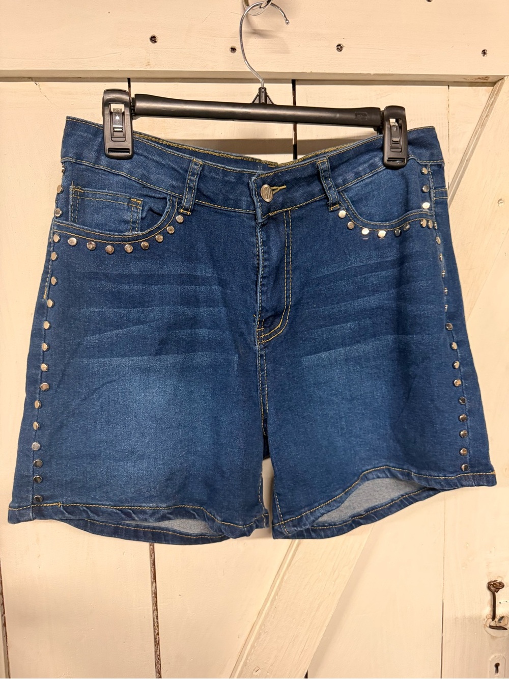 Angels of Difference Denim Studded High-Rise Women’s Shorts - Blue